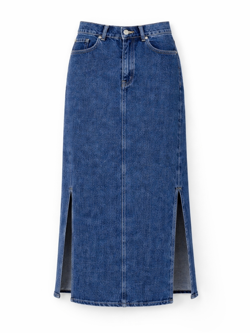 7 For All Mankind Denim Skirt BlueNote Sz 31 High Rise Soft Denim Side Slits